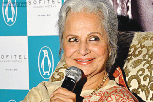 actor waheeda looked as graceful as ever in a cream orange printed silk sari photo file actor waheeda looked as graceful as ever in a cream orange printed silk sari photo file