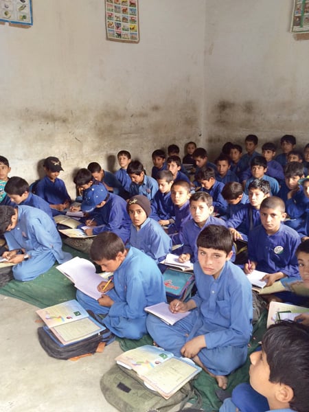 students of a private school in jamrud khyber agency take their lessons on the ground many schools across the agency have been closed due to militancy and the precarious security situation in general photo tooba masood express