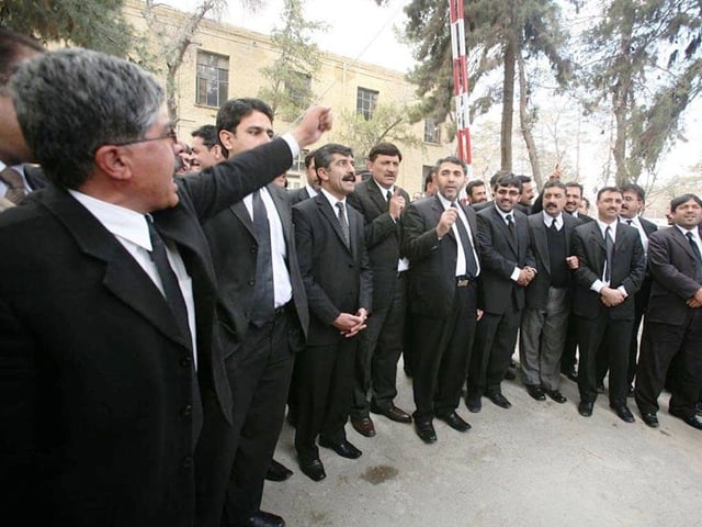 hundreds of lawyers and jakhrani tribesmen gathered outside the hospital and shouted slogans against the police photo online file