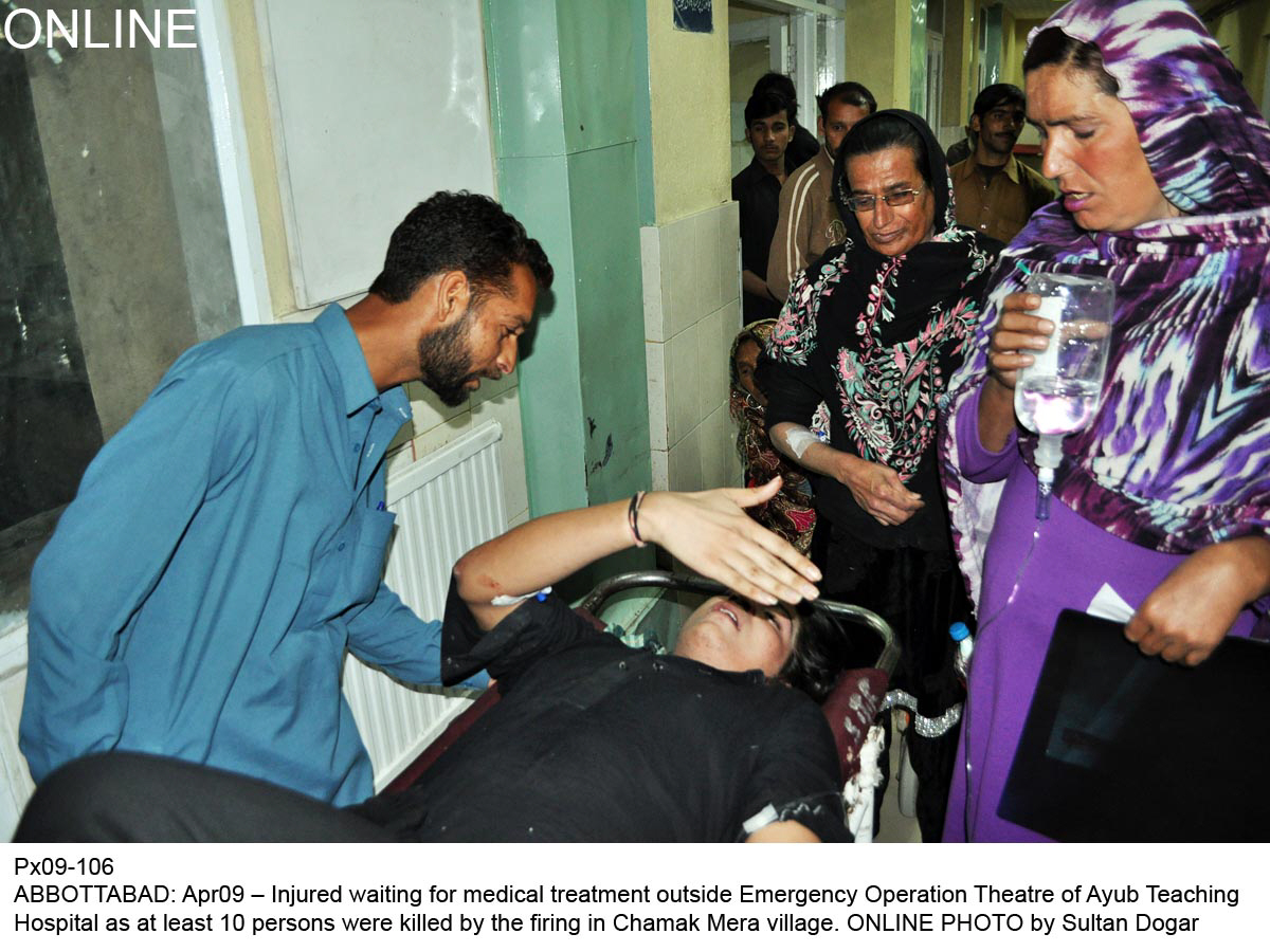 an injured woman at the ayub teaching hospital where those injured in the havelian incident were treated photo online