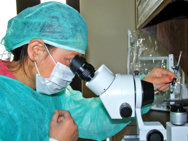 a women examines a gemstone under the microscope photo zulfiqar ali express a women examines a gemstone under the microscope photo zulfiqar ali express