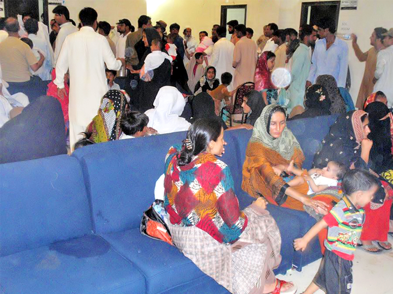 almost 500 patients were checked by indian cardiologists at the free medical camp in sukkur the majority of the patients were children photo express