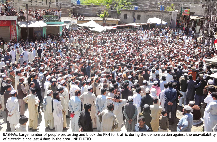 a large number of people protested against load shedding and blocked karakoram highway for three hours photo inp