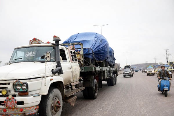 container trucks transporting supplies for nato forces photo afp file