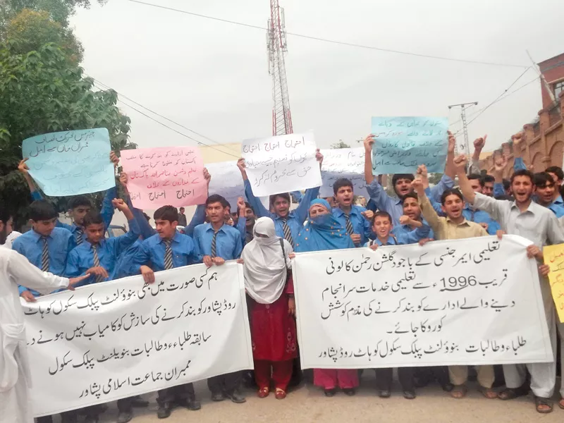 school principal abu zafar hasan while leading the protesters said the government closed the girls section of the school in 2010 without any reason along with discontinuing the transport service of the institution photo express school principal abu zafar hasan while leading the protesters said the government closed the girls section of the school in 2010 without any reason along with discontinuing the transport service of the institution photo express