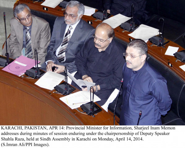sindh information minister speaking during the assembly session on monday photo ppi sindh information minister speaking during the assembly session on monday photo ppi