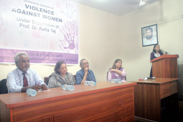the mass communication department of karachi university held a seminar on violence against women on tuesday photo athar khan express the mass communication department of karachi university held a seminar on violence against women on tuesday photo athar khan express