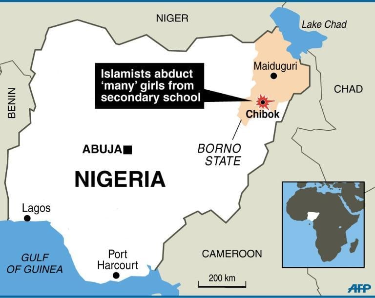 map locating chibok in nigeria 039 s borno state site of the abductions photo afp