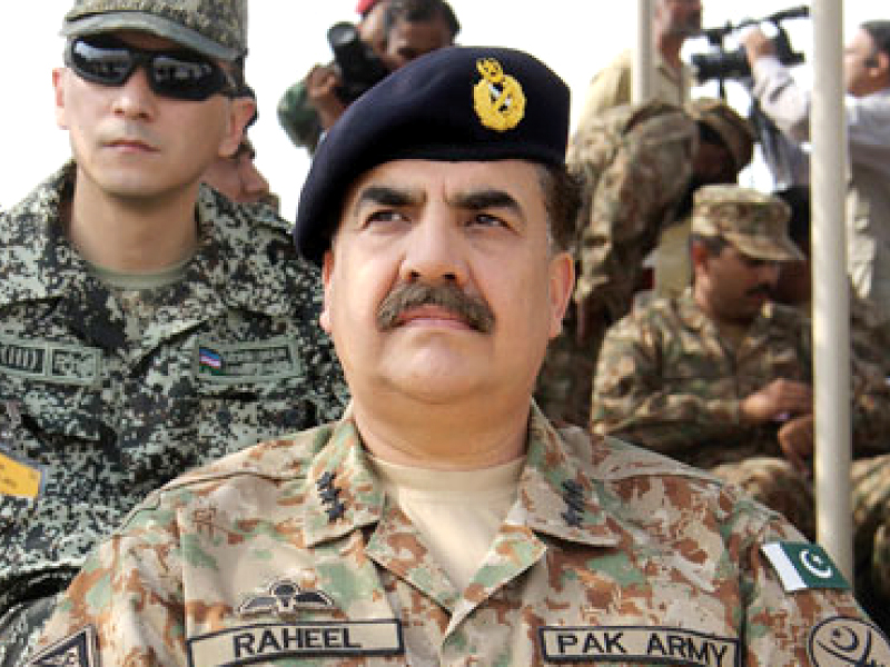 it is the first time army chief general raheel sharif will be meeting the prime minister and defence minister following the recent tensions over the trial of former military ruler gen retd pervez musharraf photo file