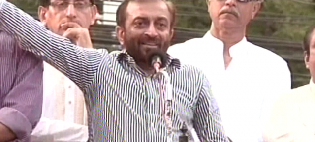 express news screen grab of farooq sattar from the protest