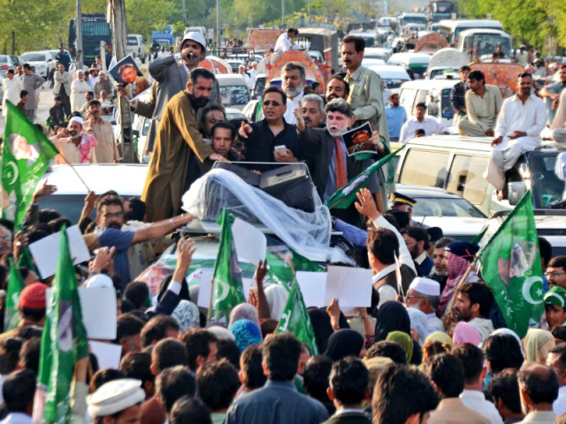 apml workers hold a rally in favour of ex president pervez mushraff in islamabad photo inp