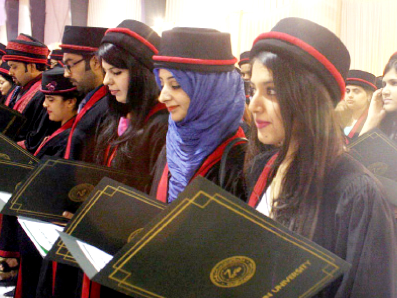 graduates take oath during the annual convocation of the ziauddin university that was held at the karachi expo centre photo online