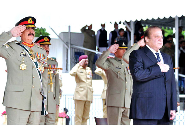prime minister nawaz sharif and general raheel sharif view the passing out parade at pma kakul photo app prime minister nawaz sharif and general raheel sharif view the passing out parade at pma kakul photo app