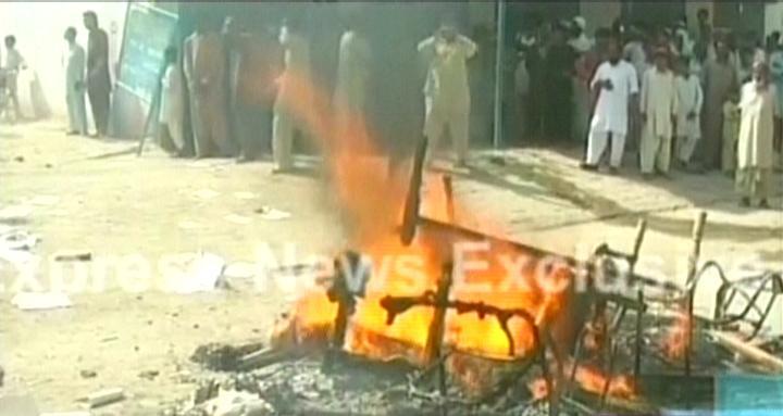 express news screengrab shows property that was burnt by the protesting crowd outside one of the doctor 039 s residence