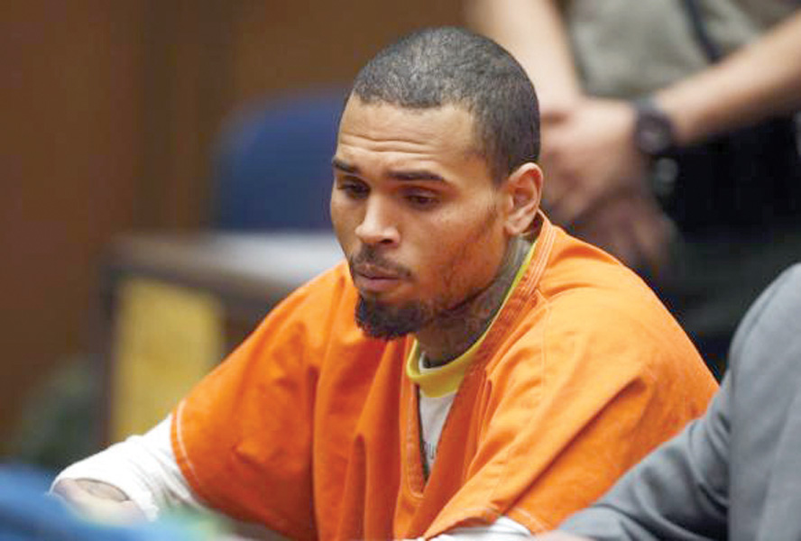 r amp b singer chris brown who pleaded guilty to assaulting his girlfriend rihanna appears in court for allegedly violating his probation photo file