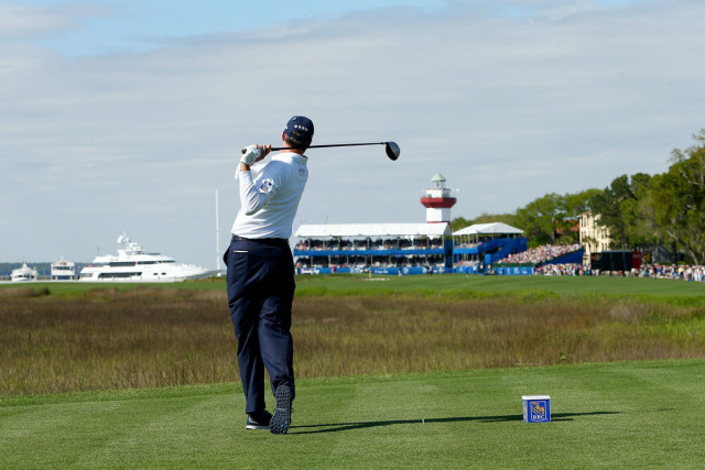 matt kuchar hits a tee shot on the 18th hole during the final round of the rbc heritage at harbour town golf links on april 20 2014 in hilton head island south carolina photo afp matt kuchar hits a tee shot on the 18th hole during the final round of the rbc heritage at harbour town golf links on april 20 2014 in hilton head island south carolina photo afp