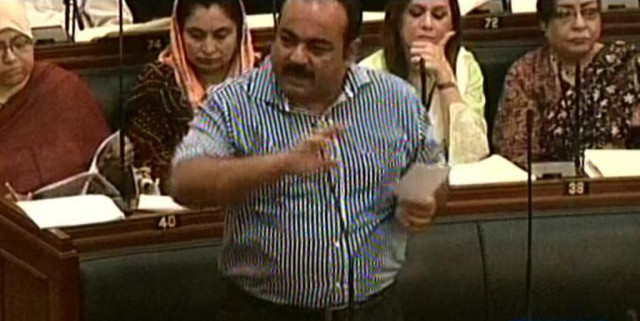 express news screengrab of mqm mpa khawaja izharul hassan addressing the sindh assembly express news screengrab of mqm mpa khawaja izharul hassan addressing the sindh assembly