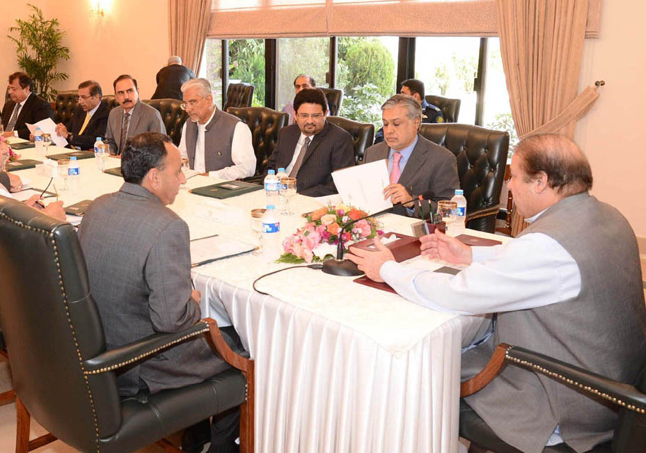 prime minister nawaz sharif chairing a meeting held at pm house to oversee matters related to pia photo pid