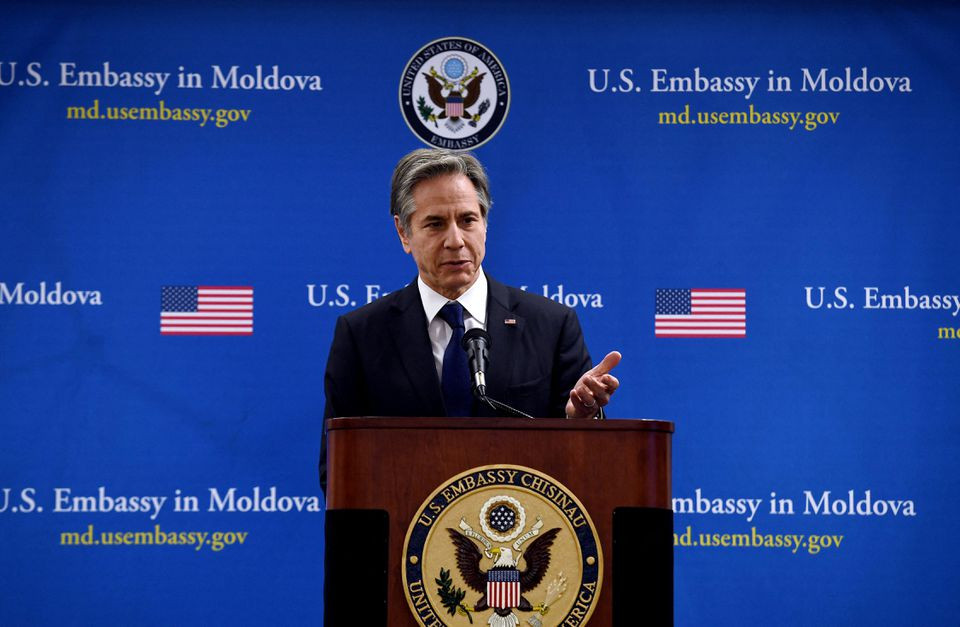 in this file photo u s secretary of state antony blinken delivers remarks to us embassy staff in chisinau moldova march 6 2022 photo reuters