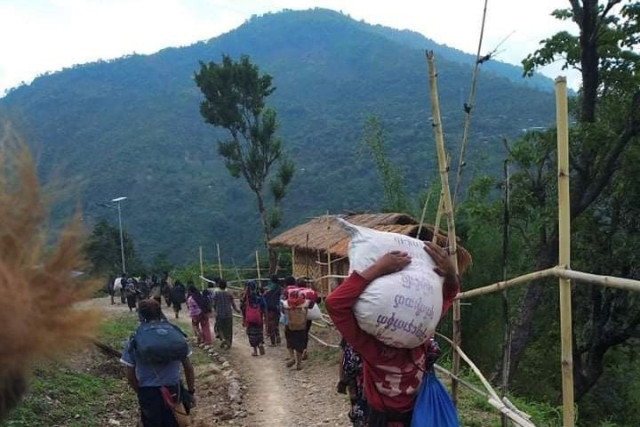 myanmar town near india border sees exodus as thousands flee fighting myanmar town near india border sees exodus as thousands flee fighting