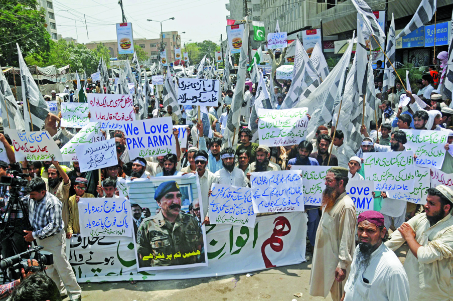 demonstrators took to the streets in karachi in solidarity with the army and isi photo mohammad azeem express
