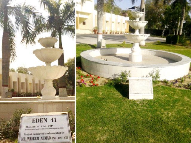 the fountain at csa briefly displayed the name plaque right before it was removed the fountain at csa briefly displayed the name plaque right before it was removed
