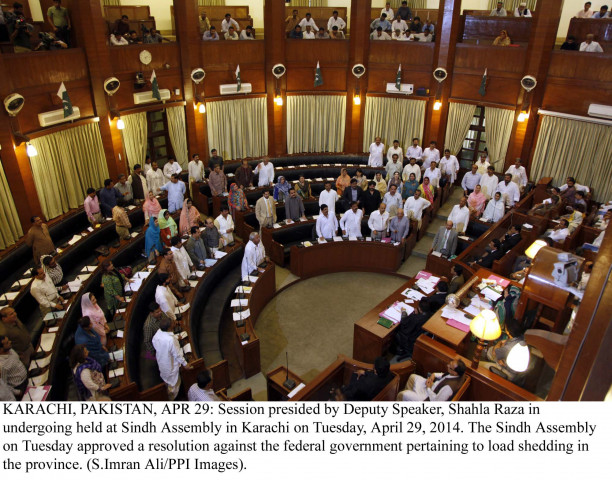 the sindh assembly votes on a resolution on load shedding photo ppi the sindh assembly votes on a resolution on load shedding photo ppi