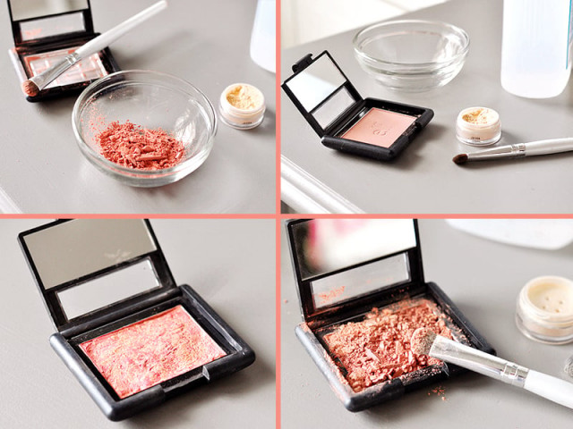 all you need is a blush a shimmery eye shadow in a creamy shade spirit glass bowl a few makeup brushes and q tips all you need is a blush a shimmery eye shadow in a creamy shade spirit glass bowl a few makeup brushes and q tips