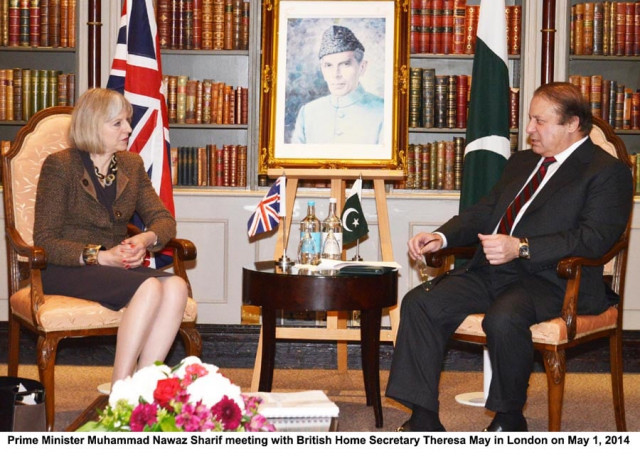 prime minister nawaz sharif in a meeting with british home secretary theresa may on may 1 2014 photo pid prime minister nawaz sharif in a meeting with british home secretary theresa may on may 1 2014 photo pid