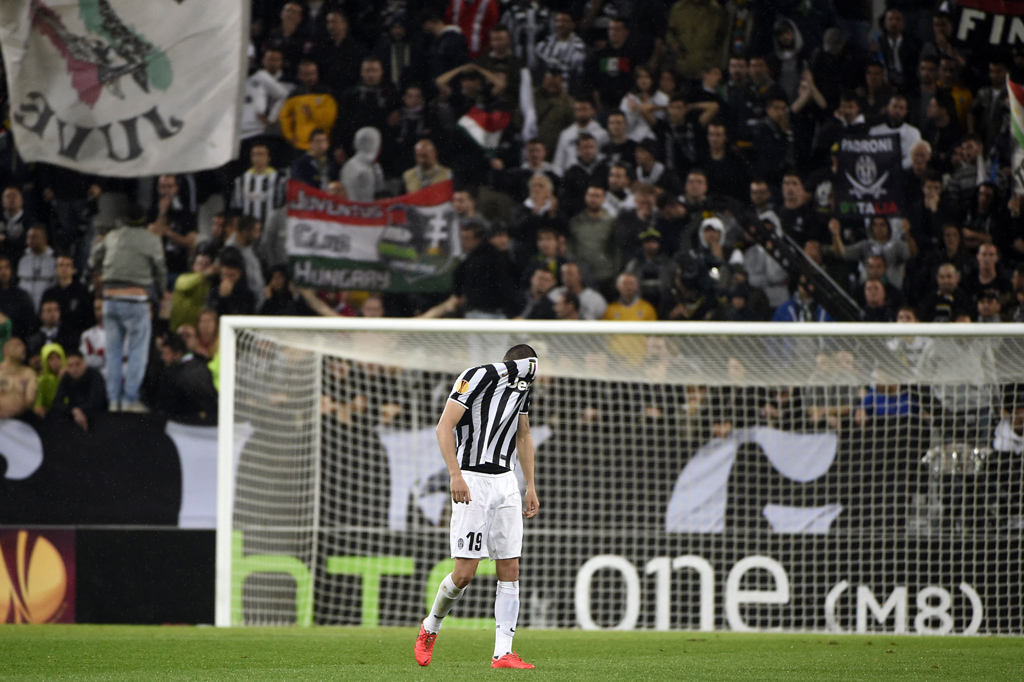 juventus 039 defender giorgio chiellini reacts at the end of the uefa europa league semifinal football match juventus vs benfica on may 1st 2014 at the juventus stadium in turin photo afp