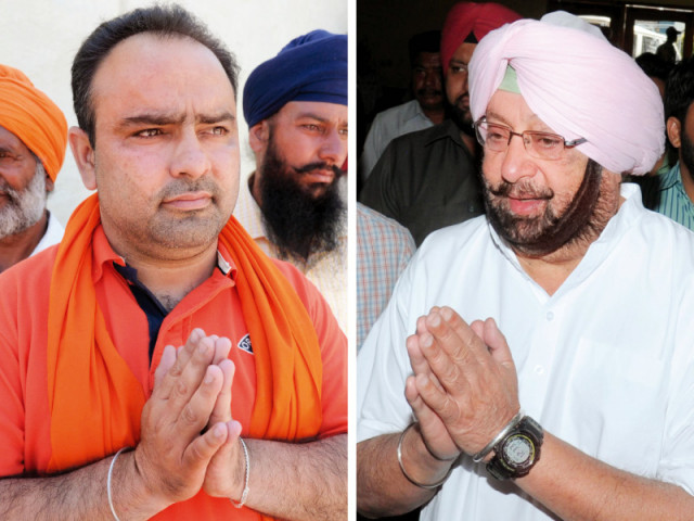 punjab s former chief minister amarinder singh and his namesake in chogawan photo afp