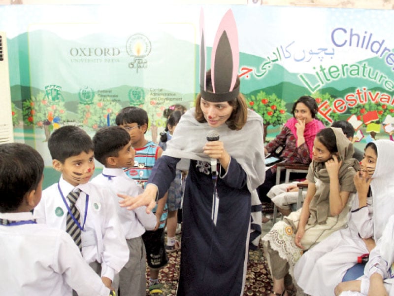 schoolchildren showcasing their talent in one of the sessions at the children s literature festival photo express