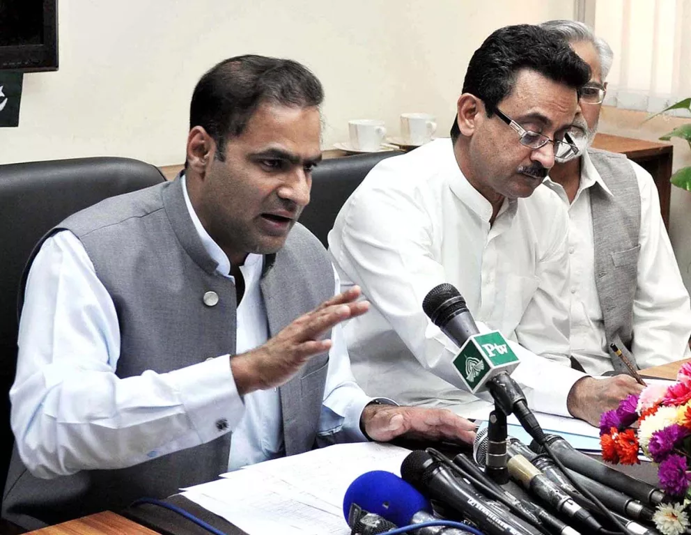 water and power minister abid sher ali addressing a press conference photo app water and power minister abid sher ali addressing a press conference photo app