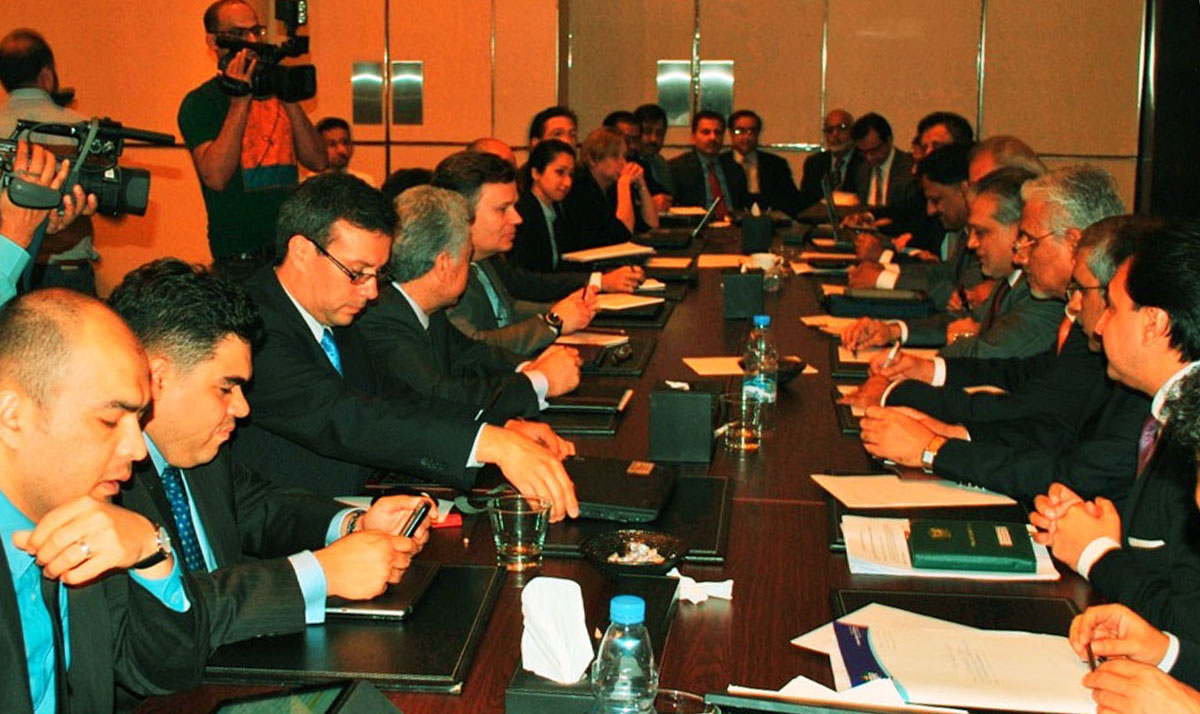 finance minister ishaq dar along with his team attend the review meeting with imf officials in dubai on wednesday photo pid