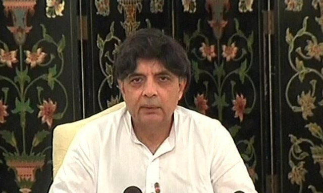 express news screen grab of chaudhry nisar from the press conference express news screen grab of chaudhry nisar from the press conference