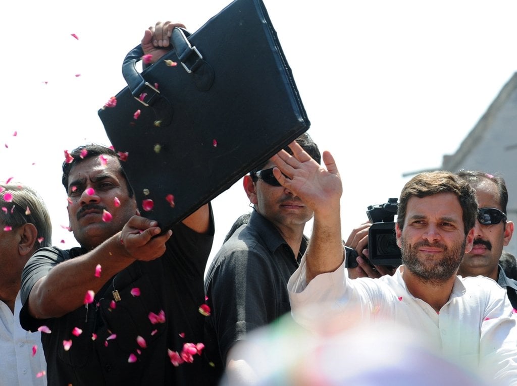 the bjp quot only wants to divide people make people fight each other quot gandhi told a rally in varanasi photo afp