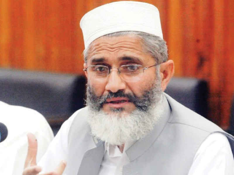 the ji chief said the country s political leadership has mandated prime minister nawaz sharif to discuss peace with the taliban and it was his duty to further the process photo file