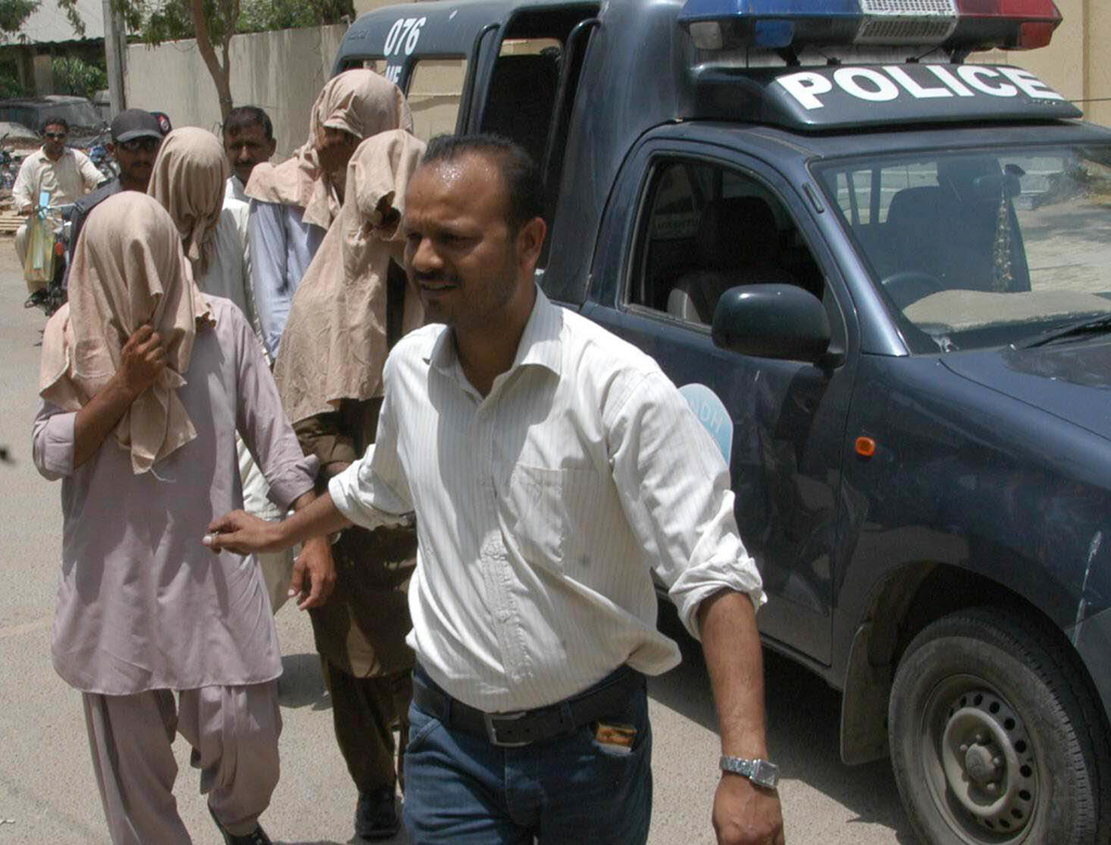 police presented the suspects in the salman lashari murder before the court on friday photo mohammad saqib express