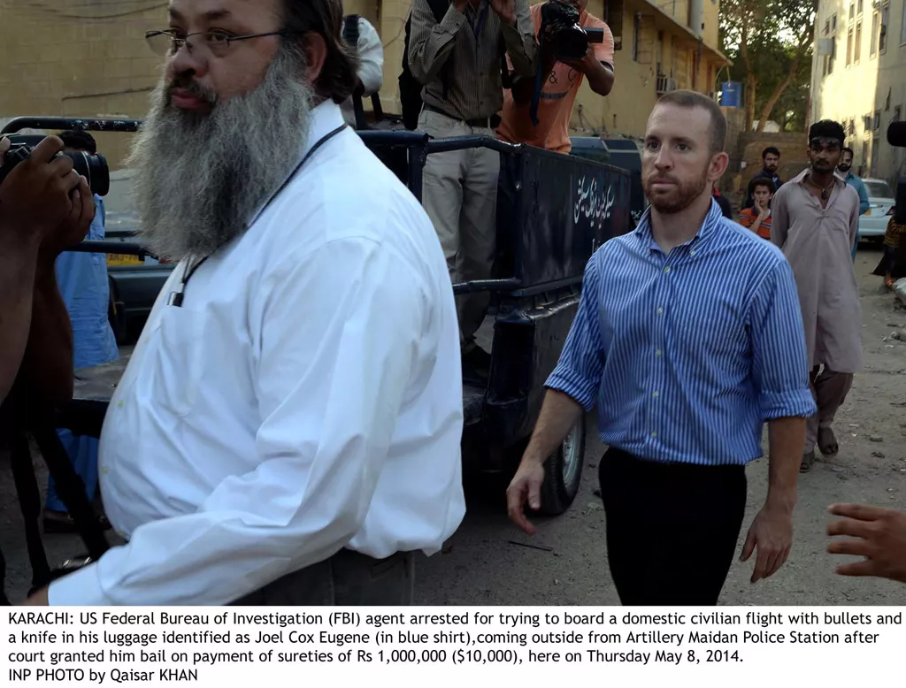 fbi agent identified as joel cox eugene coming out of artillery maidan police station after a court granted him bail photo inp fbi agent identified as joel cox eugene coming out of artillery maidan police station after a court granted him bail photo inp