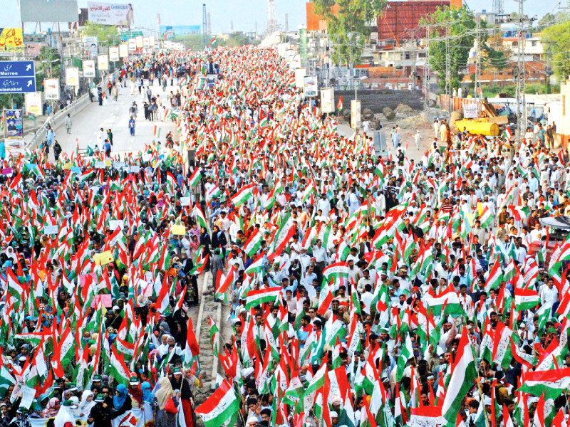 a rally of tahirul qadri s supporters in rawalpindi photo mohammad javaid express