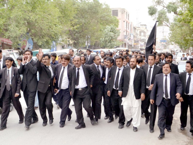 file photo of lawyers protesting in quetta against the police photo file express file photo of lawyers protesting in quetta against the police photo file express