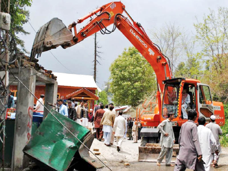 galiyat development authority removes encroachments in nathiagali following the operation several shops and eateries have been closed for renovation or lack of space photo express