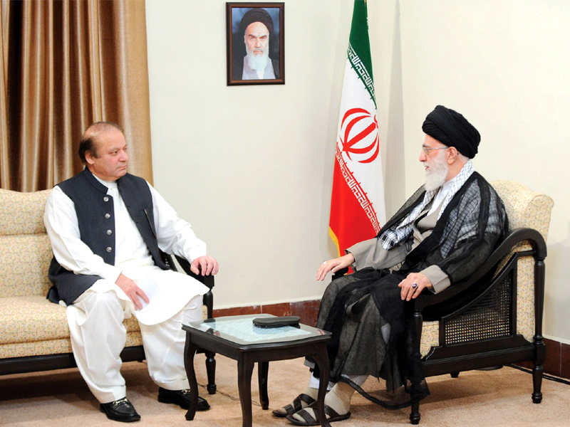 pm nawaz sharif meets with iran s supreme leader ayatollah ali khamenei in tehran photo afp