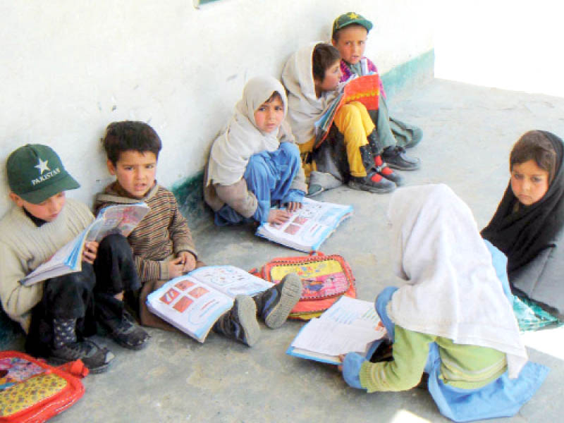 students of government primary school zang lasht chitral study on the ground like in haripur children in other parts of the province also face a lack of basic facilities photo inp