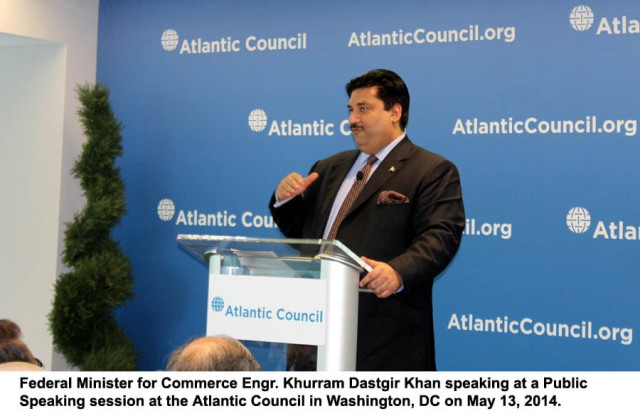 minister for commerce khurram dastagir khan speaking at a speaking session at the atlantic council in washington dc photo pid minister for commerce khurram dastagir khan speaking at a speaking session at the atlantic council in washington dc photo pid