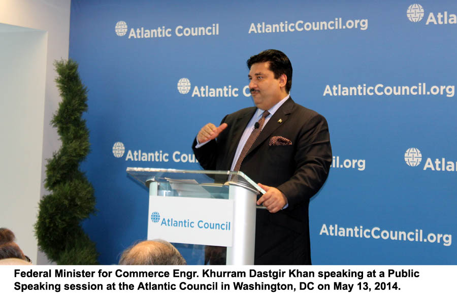 minister for commerce khurram dastagir khan speaking at a speaking session at the atlantic council in washington dc photo pid