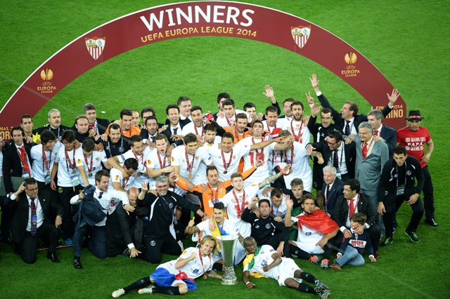 jinxed sevilla beat benfica 4 2 on penalties after a goalless draw extending the portuguese side 039 s extraordinary run of defeats in european finals photo afp