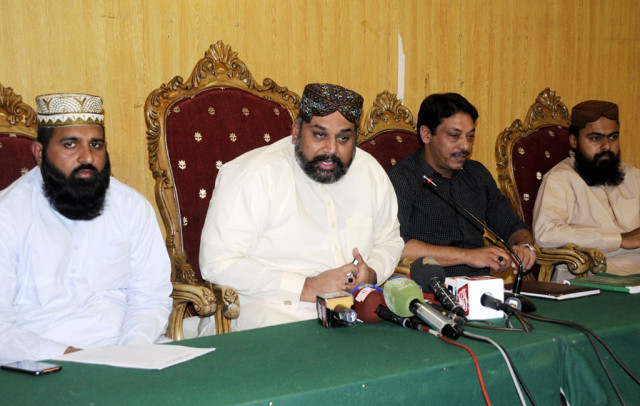 chairman sunni ittehad council sahebzada hamid raz along with faisal raza abidi addressing apress conference photo express agha mahroz chairman sunni ittehad council sahebzada hamid raz along with faisal raza abidi addressing apress conference photo express agha mahroz
