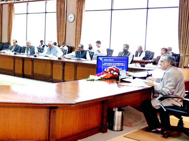 finance minister ishaq dar chairing the ecc meeting at the pm house on friday may 16 2014 photo pid