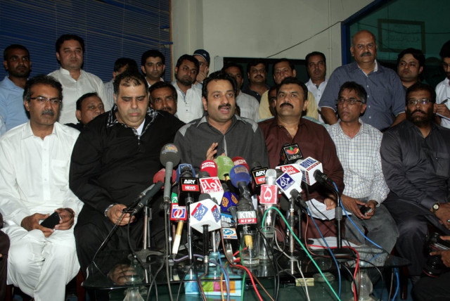 the cable operators association of pakistan coap chairman khalid arain addressing a press conference in karachi photo mohammad noman express the cable operators association of pakistan coap chairman khalid arain addressing a press conference in karachi photo mohammad noman express